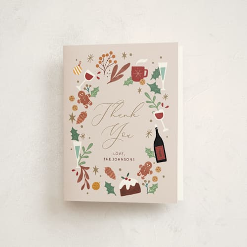 This is a eggnog thank you cards with standard by Cindy Chu called toasty party printing on strathmore in standard