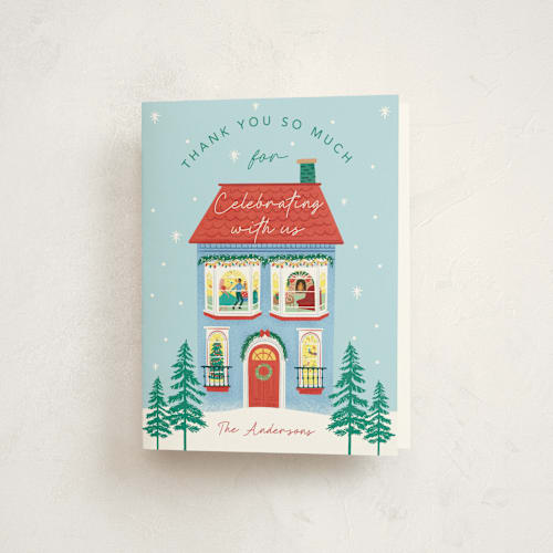 This is a sky thank you cards with standard by Elly called merry house printing on strathmore in standard