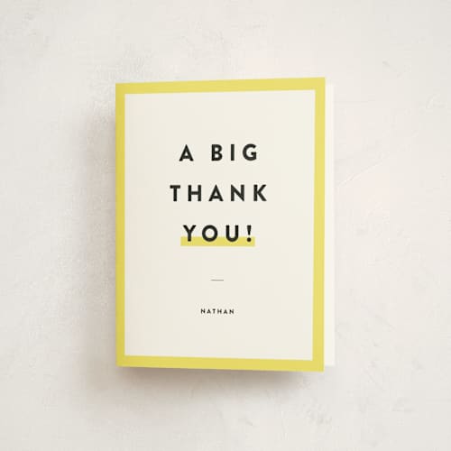 This is a canary thank you cards with standard by Adelyn T. called highlighter printing on strathmore in standard