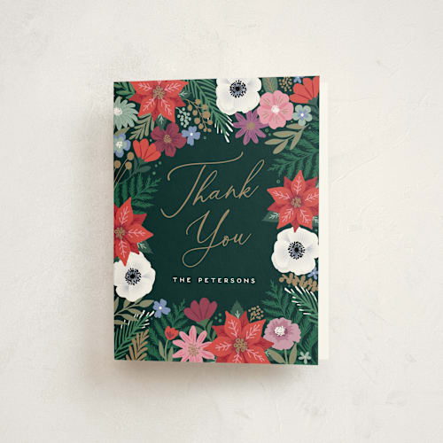 This is a coal thank you cards with standard by Hooray Creative called christmas florals printing on strathmore in standard
