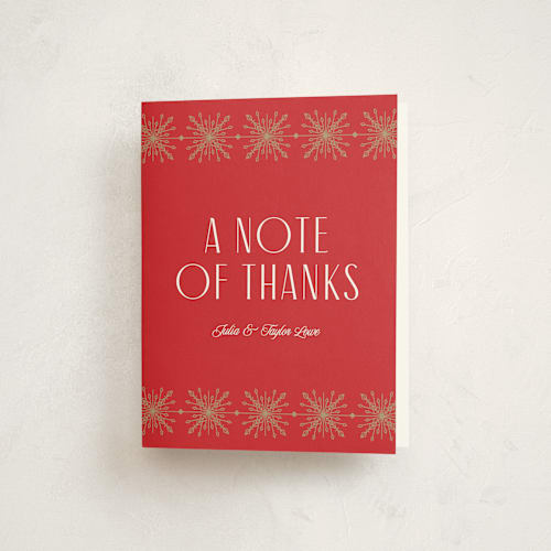 This is a cardinal thank you cards with standard by Melanie Kosuge called filigree printing on strathmore in standard