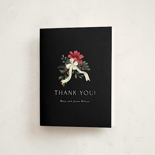 This is a ebony thank you cards with standard by Chris Griffith called a holiday party printing on strathmore in standard
