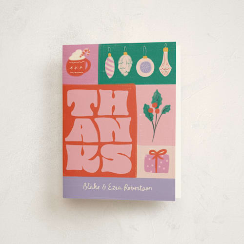 This is a fruitcake thank you cards with standard by Jenna Holcomb called colorblock printing on strathmore in standard