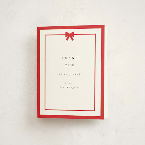 This is a holly berry thank you cards with standard by AK Graphics called bow printing on strathmore in standard