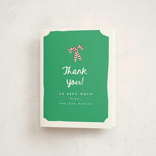 This is a greenery thank you cards with standard by AK Graphics called candycanes printing on strathmore in standard
