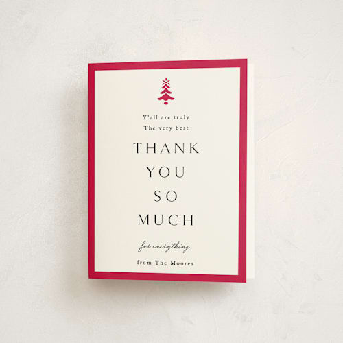 This is a poinsettia thank you cards with standard by Amy Kross called edged printing on strathmore in standard