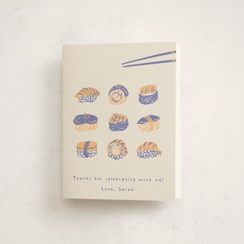 This is a bluefin thank you cards with standard by Natalie Rae called sushi roll printing on strathmore in standard