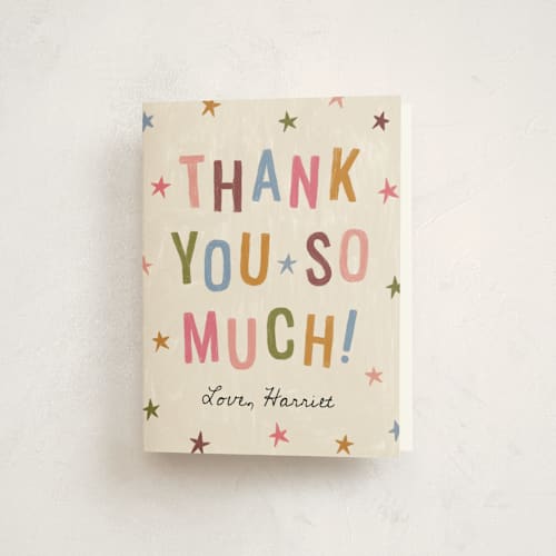 This is a bloom thank you cards with standard by Kercia Jane called hip hip hooray printing on strathmore in standard