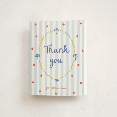 This is a glacier thank you cards with standard by Zove Ahhh called whimsical cake printing on strathmore in standard