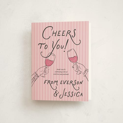 This is a rose thank you cards with standard by Jenna Holcomb called galentines cheers printing on strathmore in standard