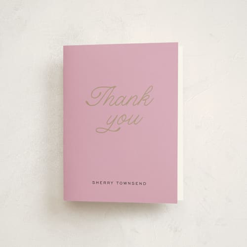 This is a lilac thank you cards with standard by Louise Kay called cheers celebration printing on strathmore in standard