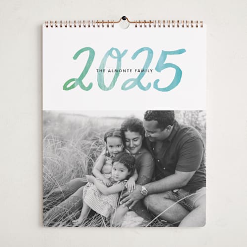 This is a teal photo calendars by Alethea and Ruth called painted script printing on premium calendar paper in grand