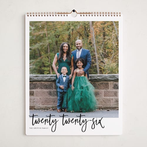 This is a chalkboard photo calendars by JoAnn Jinks called brushed printing on premium calendar paper in grand