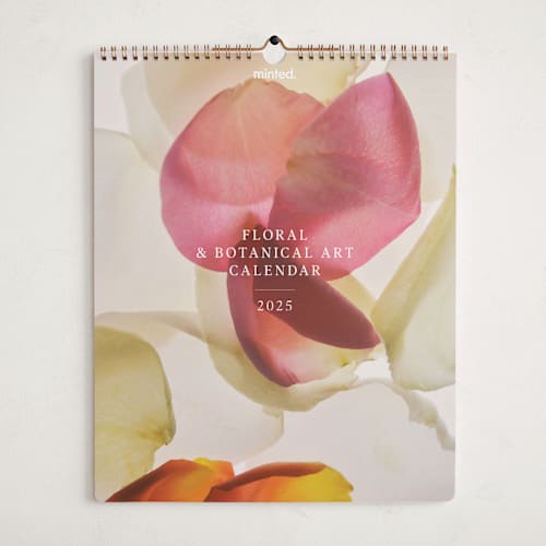 This is a white photo calendars by Minted called floral and botanical art calendar 2025 printing on premium calendar paper in grand