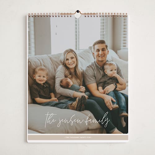 This is a champagne photo calendars by Olivia Goree called lettered month printing on premium calendar paper in grand