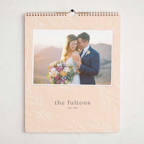 This is a peach photo calendars by Olivia Goree called cascading greenery printing on premium calendar paper in grand
