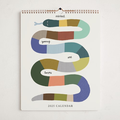 This is a white photo calendars by Minted called young art lovers calendar 2025 printing on premium calendar paper in grand