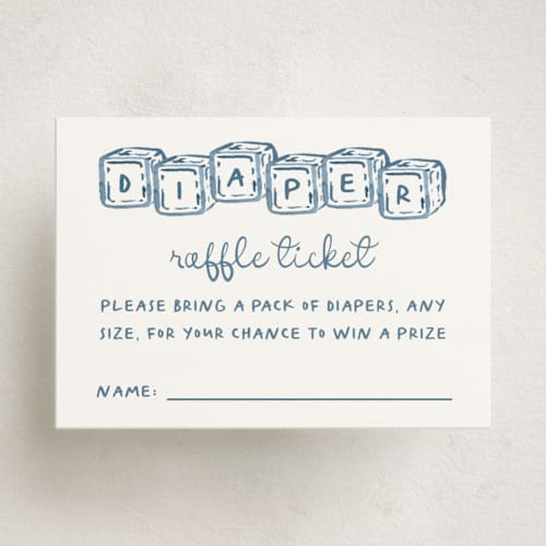 This is a baby blue baby shower insert cards with standard by Claudia Orengo called letter box printing on signature in standard