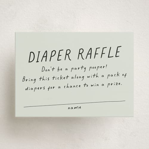 This is a mint baby shower insert cards with standard by Lea Delaveris called bring diapers printing on signature in standard