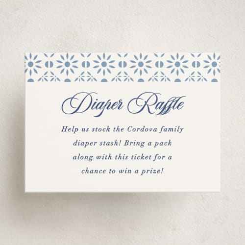 This is a sky baby shower insert cards with standard by Olivia Raufman called talavera tiles printing on signature in standard