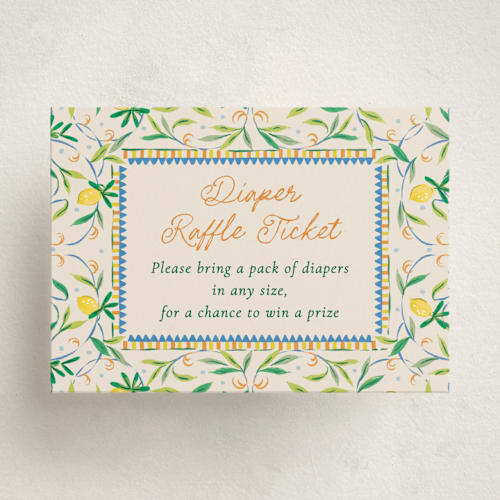 This is a cinque terre baby shower insert cards with standard by Jackie Crawford called petit lemon printing on signature in standard