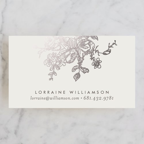This is a clay business cards by Phrosné Barwood called gold sketched printing on signature in standard