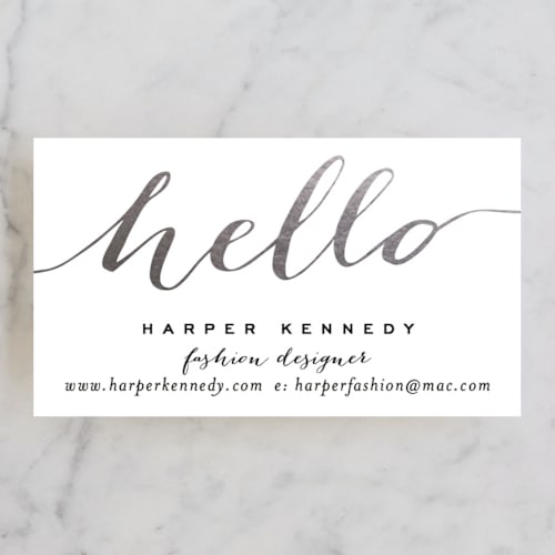 This is a snow business cards by Hooray Creative called chic black and gold printing on signature in standard