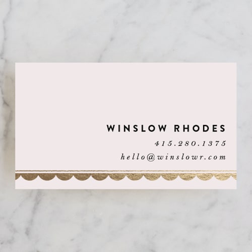 This is a gold business cards by A.C.R. called foiled swagger printing on signature in standard