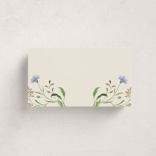 This is a elder flower blank hosting stationery with standard by Sarah Knight called wild meadow printing on signature in placecard