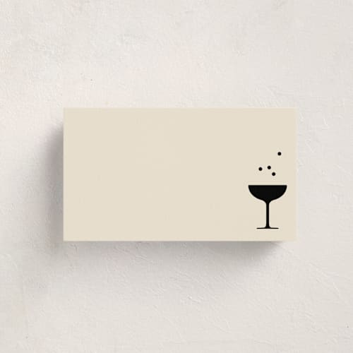 This is a champagne blank hosting stationery with standard by mo kelley called a little shindig printing on signature in placecard