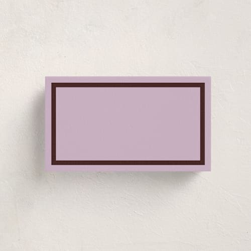 This is a plum blank hosting stationery with standard by Megan Davis called cotillion printing on signature in placecard