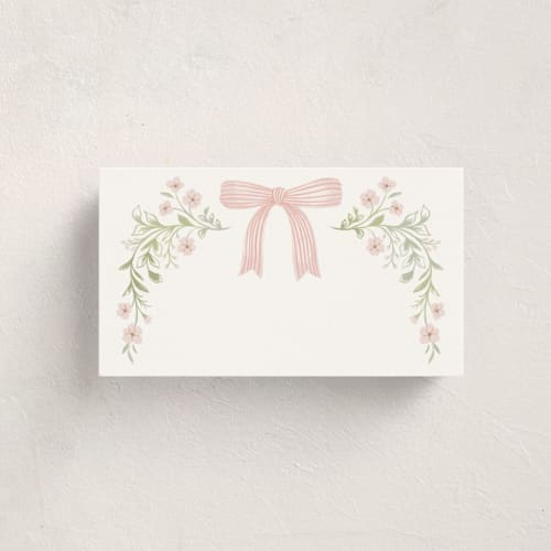 This is a blush blank hosting stationery with standard by Paper Raven Co. called dainty garden printing on signature in placecard