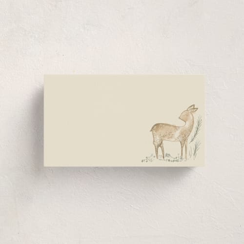 This is a ginger blank hosting stationery with standard by Creo Study called vintage woodland printing on signature in placecard