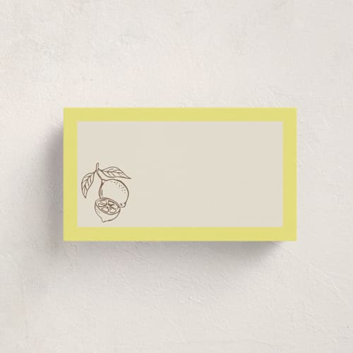 This is a limone blank hosting stationery with standard by Megan Davis called campania printing on signature in placecard