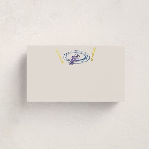 This is a hydrangea blank hosting stationery with standard by Cass Loh called tablescape drawing printing on signature in placecard