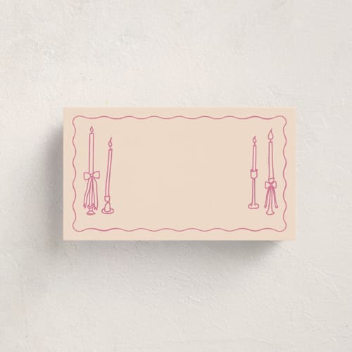This is a bubblegum blank hosting stationery with standard by Ellen Schlegelmilch called candlesticks printing on signature in placecard