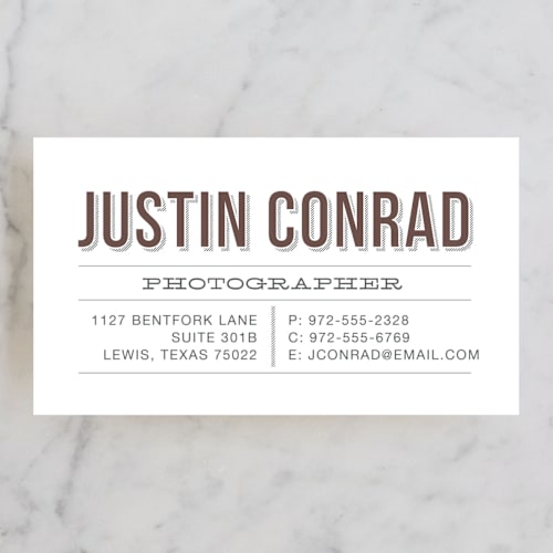 This is a chocolate business cards by Ann Gardner called bona fide printing on signature in standard