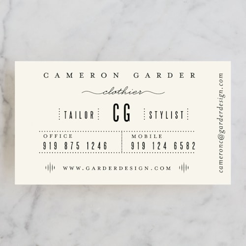 This is a noir business cards by Lori Wemple called trend printing on signature in standard