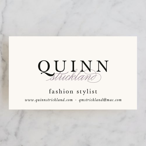 This is a orchid business cards by Hooray Creative called in style printing on signature in standard