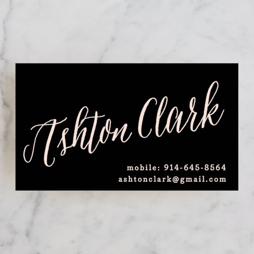 This is a midnight business cards by Hooray Creative called name to remember printing on signature in standard