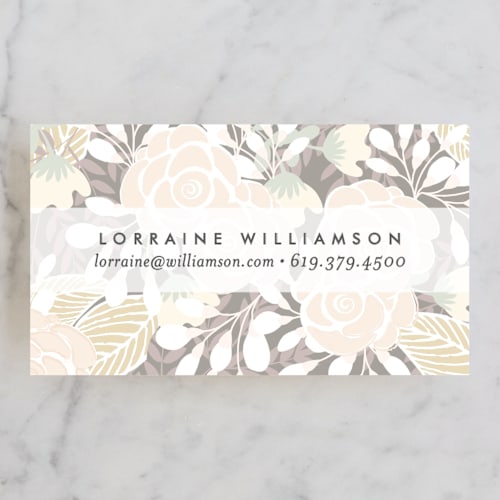 This is a stone business cards by Phrosné Barwood called abundance printing on signature in standard