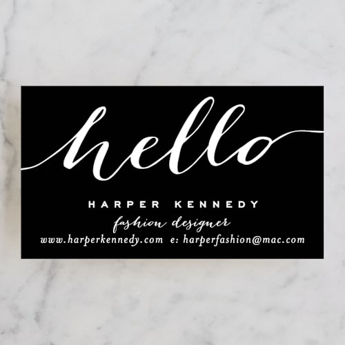 This is a jet business cards by Hooray Creative called chic black and gold printing on signature in standard