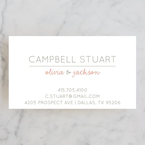 This is a salmon business cards by Kaydi Bishop called casablanca printing on signature in standard