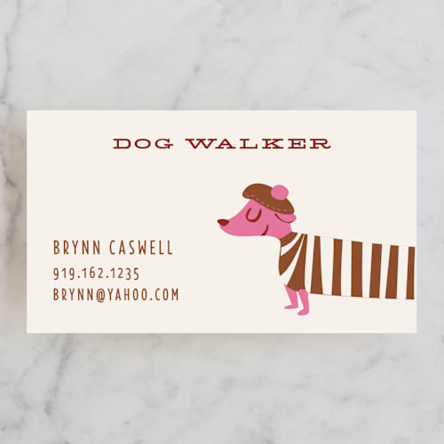 This is a chocolate business cards by Lori Wemple called happy dog printing on signature in standard
