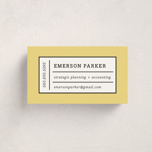 This is a maize business cards by Olivia Raufman called playful grid printing on signature in standard