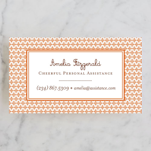 This is a paprika business cards by Blixa 6 Studios called paprika patterned printing on signature in standard