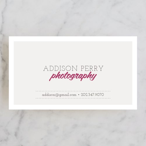 This is a fuschia business cards by amanda cunningham called crisp connection printing on signature in standard