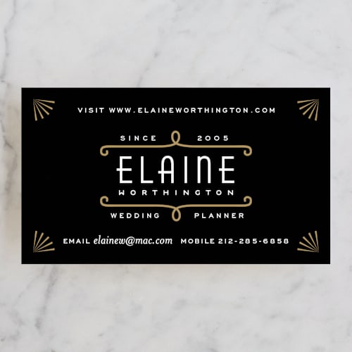 This is a jet business cards by Hooray Creative called gold glamour printing on signature in standard