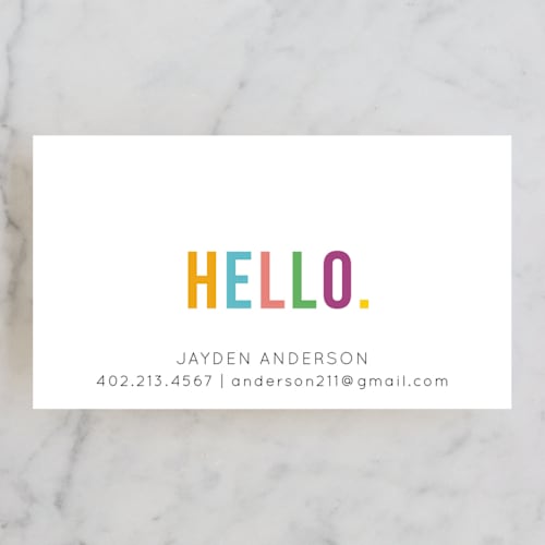 This is a citrus business cards by Brianne Larsen called fun hello printing on signature in standard