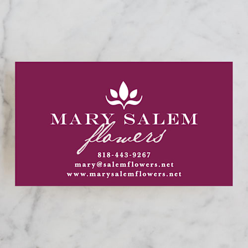 This is a burgundy business cards by amanda cunningham called abstract bloom printing on signature in standard